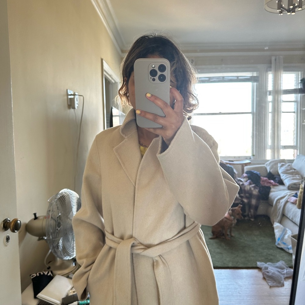 Elegant Cream Belted Coat